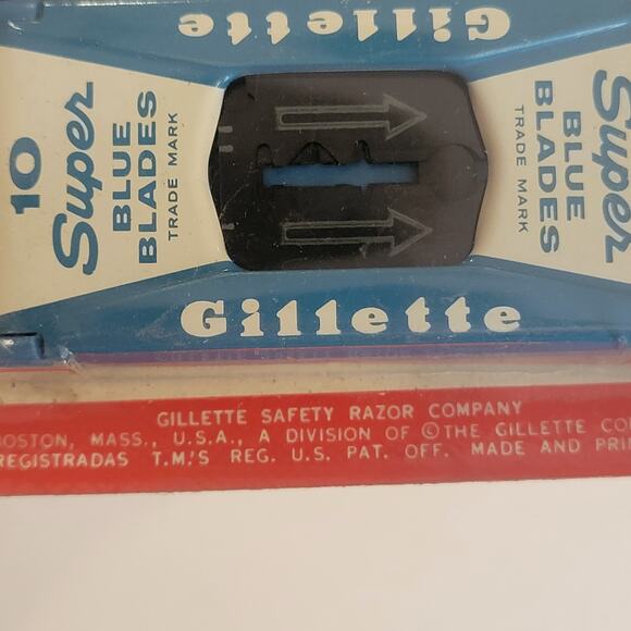 Vintage Gillette 10 Super Blue Blades Dispenser on card New, sealed - Picture 7 of 7